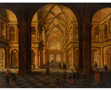 ATTRIBUTED TO HENDRIK VAN STEENWIJK II (DUTCH 1580-1649) Interior of a Cathedral,  oil on panel 61 x 78 cm (24 x 30 3/4 in.) 