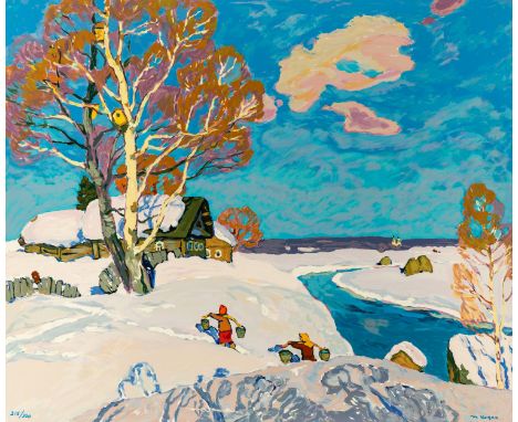 M. KODAN (RUSSIAN 20TH CENTURY) Women Carrying Pails, giclee print 63.5 x 66 cm (25 x 26 in.), full sheet measuring 77.5 x 88