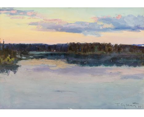 PAVEL FEDOROVICH SUDAKOV (RUSSIAN 1914-2010) Dusk, 1970 oil on board 33.4 x 45.5 cm (13 1/4 x 18 in.) signed and dated lower 