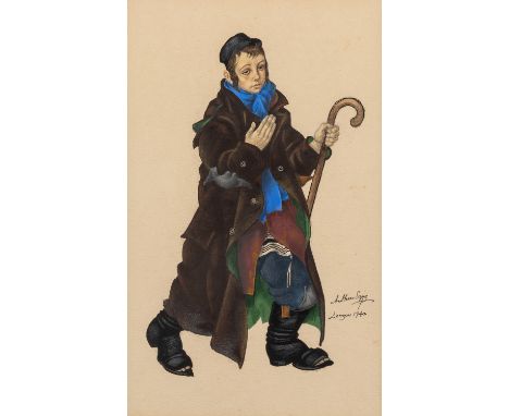 ARTHUR SZYK (POLISH 1894-1951) A Jewish Pauper Boy, 1940 gouache, pencil, and ink on paper 21.5 x 13.5 (8 1/2 x 5 1/4 in.) si