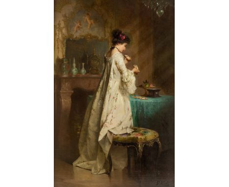 GOTTHARDT KUEHL (GERMAN 1850-1915) The Card Reader, oil on panel 67 x 46 cm (26 1/2 x 18 in.) signed lower right PROVENANCEAc