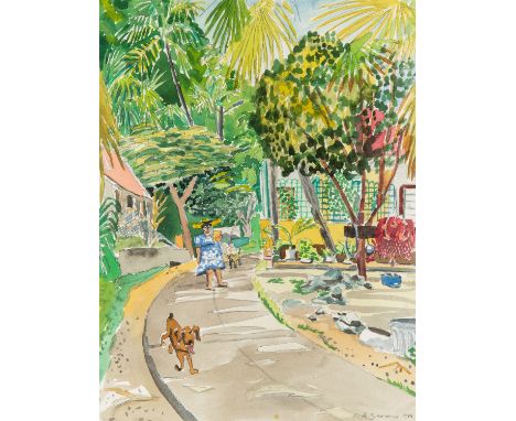 RED GROOMS (AMERICAN B. 1937)  Tropical Thruway, 1980 watercolor and pencil on paper 41 x 31 cm (16 1/8 x 12 1/4in) signed an
