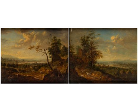 A PAIR OF RHENISH LANDSCAPES BY CHRISTIAN GEORG SCHUTZ I (GERMAN 1718-1791) comprising a pair of Rhenish landscapes, each oil