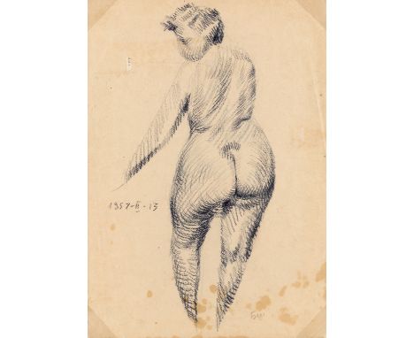 VASILY SITNIKOV (RUSSIAN 1915-1987) Standing Nude , 1957 pencil on paper 28.8 x 20.3 cm (11 3/8 x 8 in.) dated center left, d