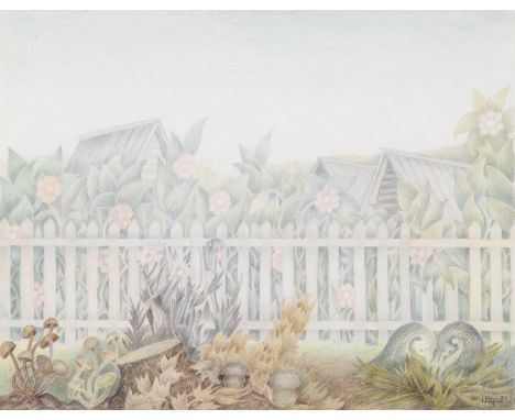 VALENTINA KROPIVNITSKAYA (RUSSIAN 1924-2008) Garden, 1982 color pencil on paper 35 x 44.8 cm (13 3/4 x 17 5/8 in.) initialed 