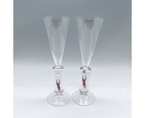 Designed specifically for Four Seasons Hotel New York on December 31, 1999, by Bertil Vallien. A set of 2 clear champagne gla