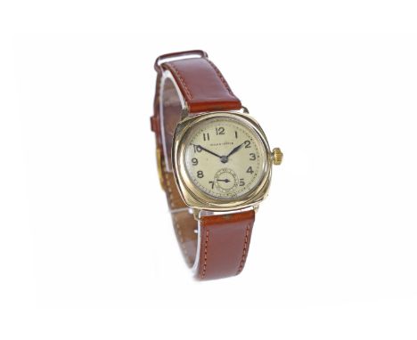 GENTLEMAN'S ROLEX OYSTER NINE CARAT GOLD MANUAL WIND WRIST WATCH1940s, the round buff dial with applied gold Arabic hour mark