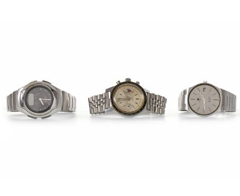 THREE VARIOUS STAINLESS STEEL WRIST WATCHEScomprising a gentleman's Milus stainless steel wrist watch, a gentleman's Tissot s