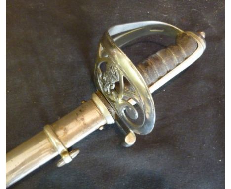 A George V Light Infantry Officers Sword, with pierced guard and metal scabbard