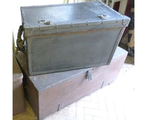 An Early 20th Century Car Trunk, together with two other similar trunks