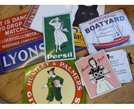 An Early 20th Century Lyons Tea Enamel Sign, together with a collection of other enamel and other signs