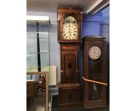 An oak long case clock, dial signed Robson Ord, with eight day movement