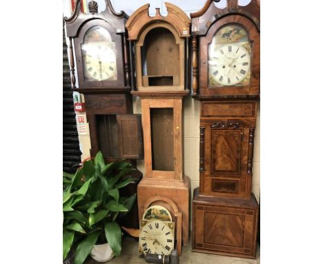 A pine long case clock