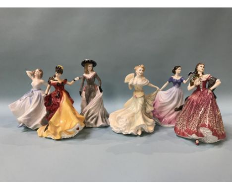 Four Royal Doulton, one Royal Worcester and one Coalport figure (6)
