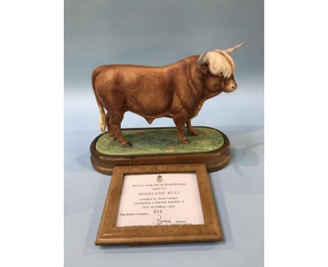 A Royal Worcester model of a 'Highland Bull' by Doris Lindner, number 279/500