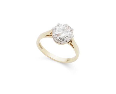 A diamond single-stone ring claw-set with an old brilliant-cut diamond, mounted in 18ct goldDimensions:Ring size: K