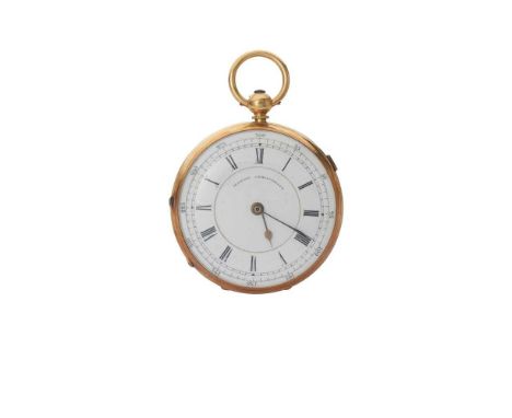 An 18ct gold marine chronometer pocket watch amendment: this is a chronograph not a chronometer. open face, key wind, unsigne