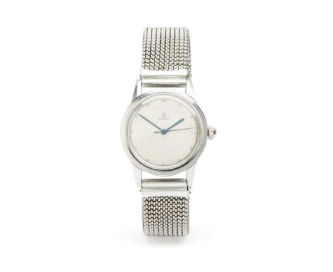 Omega: an early 1940s wristwatch stainless steel case, signed Omega manual wind movement, signed silver-coloured dial lacking