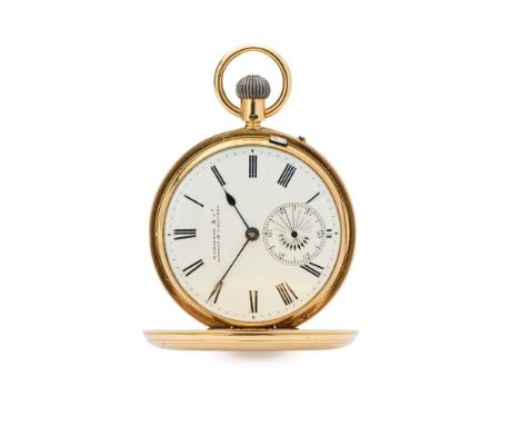 Hamilton &amp; Co.: an 18ct gold pocket watch full hunter, keyless wind, Hamilton &amp; Co. signed 3/4 plate movement, signed
