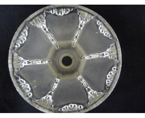 Four Art Deco frosted and colourless glass pendant light shades, moulded with Iceberg decoration, 20.5cm diam (4) 