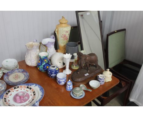 A collection of decorative china to include vases, jugs, Wedgwood "Jasper" ware and a Robert Glenn, model Giant of the Africa