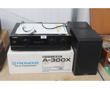 A Pioneer stereo amplifier A-300X and a pair of Mission 760i speakers 