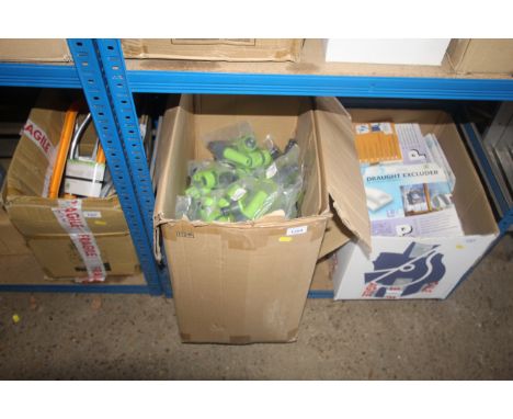 A box containing a large quantity of Bradas garden hose pipe fittings 
