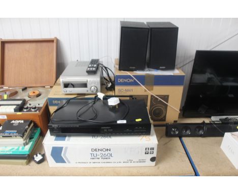 A Denon ASM/FM stereo tuner TU-260L, a Denon CD player RCD-M41DAB with remote control and a pair of Denon SC-M41 speakers