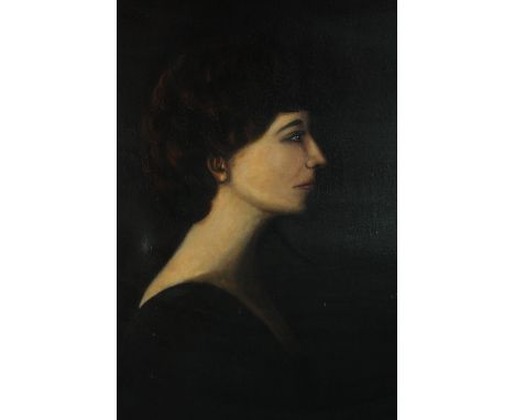 Henry Keyworth Raine (1872–1934). Oil painting on canvas. Profile portrait of a women dated 1900. Raine was known as a 'cella