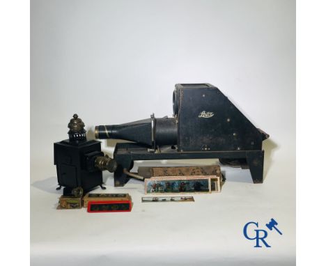 Ernst Leitz Wetzlar Episcope projector type V P II and a "Lanterne Magique" with different plates. 
