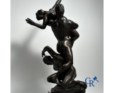 Bronze statue of the Abduction of the Sabine woman after Giambologna.20th century.  Height: 68 cm marble plinth included
