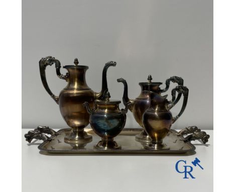 Wiskemann: A 5-piece coffee and tea set in silver-plated metal. Empire style. Marked. 