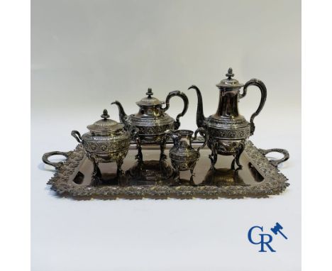 Silver: Alphonse Debain. Coffee/tea set in silver. Hallmarks: Master silversmith Alphonse Debain and a snipe + poinçon minerv