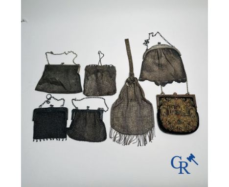 Art Deco/Fashion/Jewellery/Vintage: Lot consisting of 6 Art Deco - Art Nouveau ladies handbags in silver (925°/00) and metal 