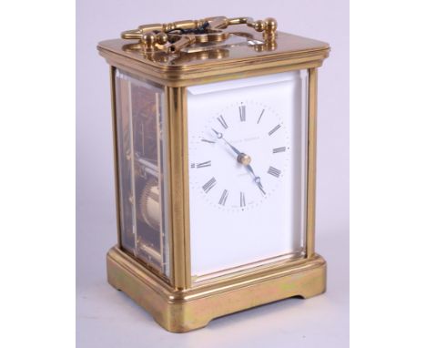 A Matthew Norman model 1750A brass cased carriage clock with eight-day striking movement, 5 1/2" high