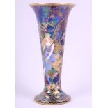 A Wedgwood Fairyland lustre "Butterfly Woman" pattern trumpet vase, designed by Daisy Makeig-
