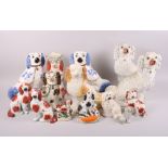 Three pairs of 19th century spaniels and six other spaniel models, various sizes