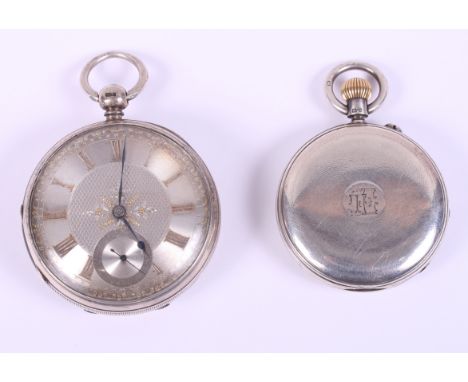 A 19th century silver cased open-faced pocket watch with silvered dial, Roman numerals and subsidiary seconds dial at six o'c