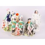 A 19th century Staffordshire figure, highland hunter, 15" high, a 19th century Staffordshire figure,