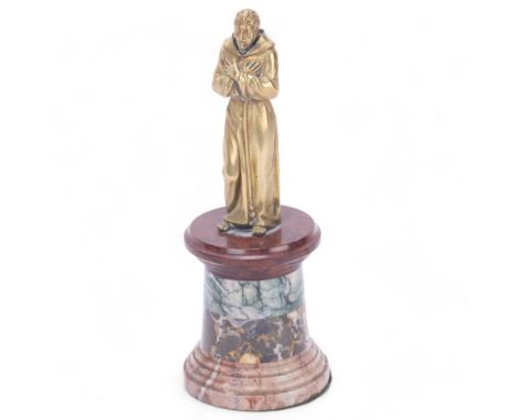 A bronze figure of a monk on specimen marble base, unsigned, height 19cm 