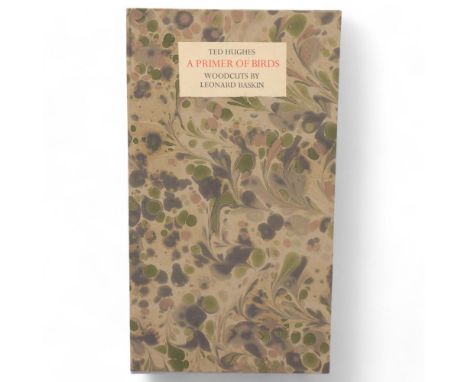 A Primer of Birds, Ted Hughes, woodcuts by Leonard Baskin, Pub. Gehenna Press, 1981. 1st ed. Tall octavo (11" x 6"). Marbled,