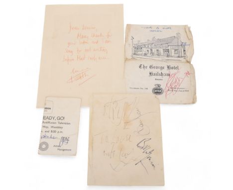 Rolling Stones interest, a collection of autographed papers including, letter signed "Keith", 1/2 Ready Steady Go ticket, pap