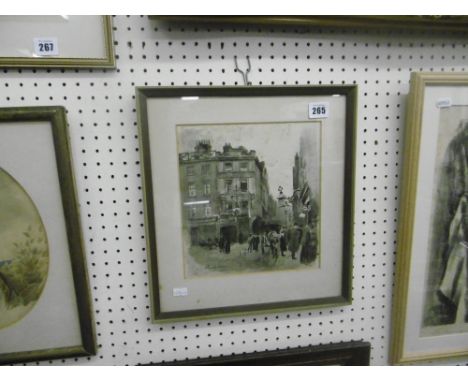 SKETCH, STREET SCENE, SIGNED AND DATED 1902