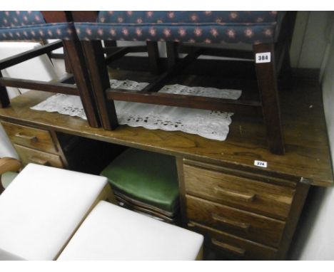 A VINTAGE PEDESTAL DESK