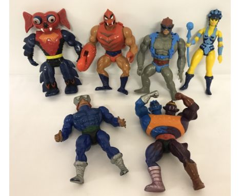 A group of 6 early 1980's mattel, Masters of the Universe 5" action figures. Comprising: Mantenna (with eye-popping action), 