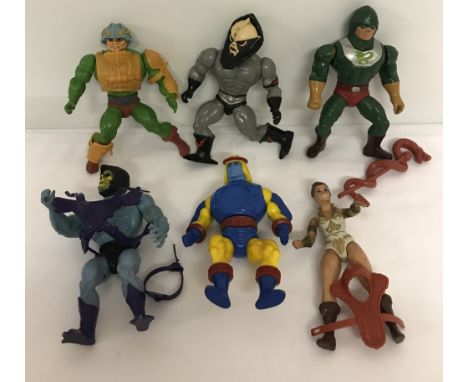 A group of 6 early 1980's Mattel, Masters of the Universe 5" action figures. Comprising: Skeletor (with body armour, head has