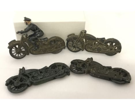 4 John Hill &amp; Company, Johillco Toys, Pre war lead military motorcycles in different colourways. Together with a dispatch