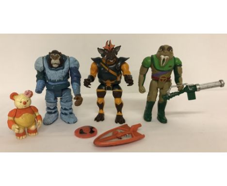 4 x original 1980's LJN Toys, Telepix, Thundercats action figures. Comprising: Tuska (complete with Gatling Gun), Snowman of 