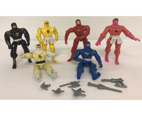 A set of 6 1995 Bandai, Saban, Series 3 Ninja Power Rangers 5" figures. With push button ninja action.  Complete with a selec