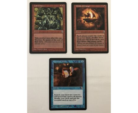 3 Magic the Gathering Trading Cards: "Personal Tutor", "Winds of Change", "Last Chance" - Portal Set, 1997.